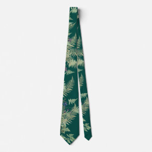 Vintage Ferns Leaves Botanical Flowers Tie