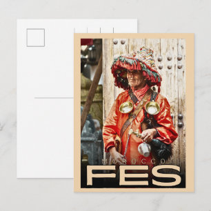 Vintage FES old city medina Morocco travel Postcard