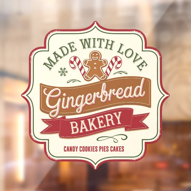 vintage Festive Christmas gingerbread bakery  Window Cling (Sheet 2)