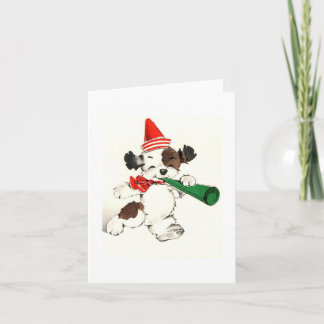 Vintage Festive Puppy Christmas Card