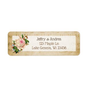 Vintage feuille de musique rose Roses Étiquettes d