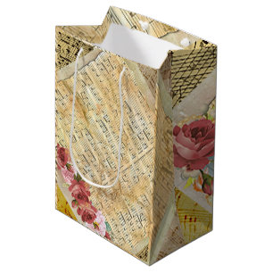 Vintage feuille Musique Notes musicales Sac cadeau