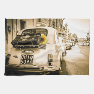 Vintage Fiat 500 in Italy tea towels