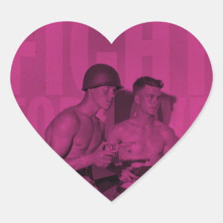 Vintage Fight For Love Pride Heart Stickers