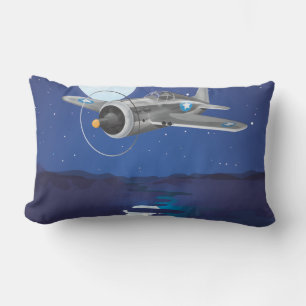 Vintage fighter Aircraft Lumbar Pillow