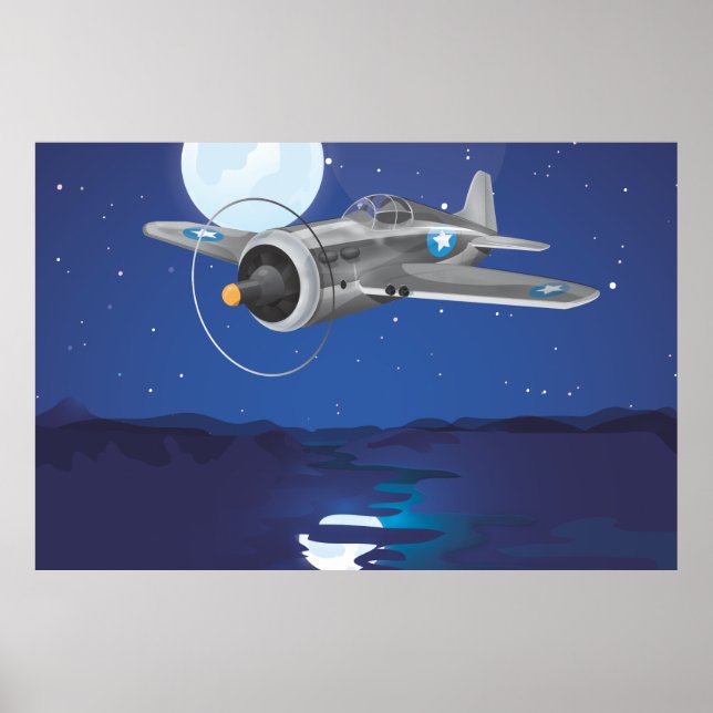 Vintage fighter Aircraft Poster (Front)