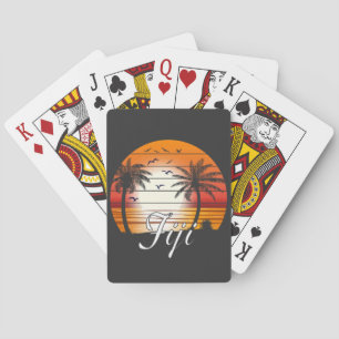 Vintage Fiji Palm Trees Summer Beach Playing Cards