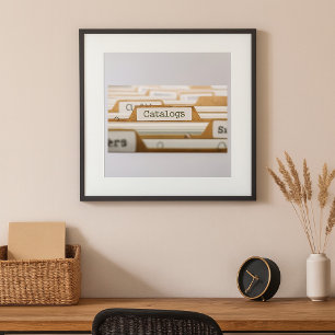 Vintage File Folder Catalogues Tab Organization Poster