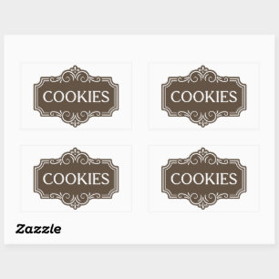 Vintage Filigree Cookies Bakery Emblem Design Sticker