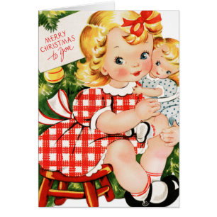 Vintage fille de 1950 avec poupée