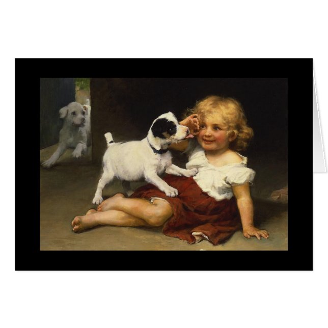 Vintage fille et chiot (Devant horizontal)