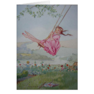 Vintage - Fille sur une aile,