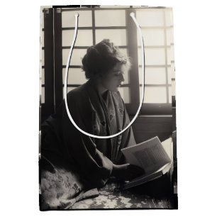 Vintage Film Actress Reading Japanese Style Medium Gift Bag