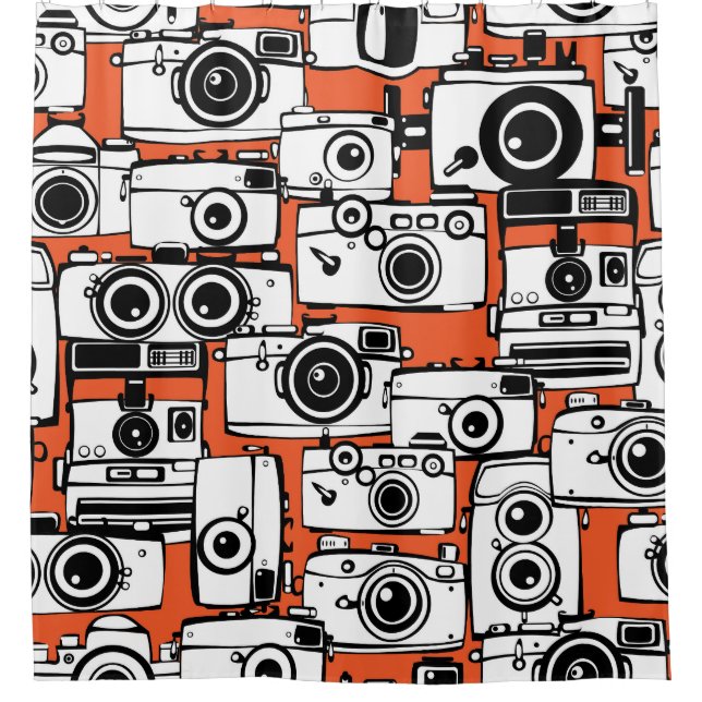 Vintage film cameras, seamless pattern. (Front)