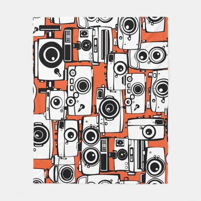 Vintage film cameras, seamless pattern. fleece blanket (Front)