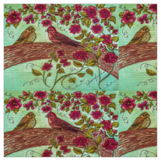 Vintage Finches Fabric