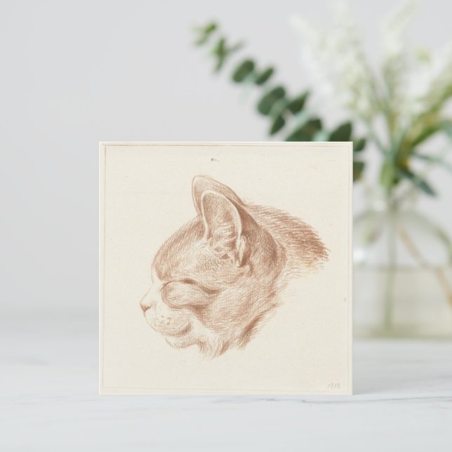 Vintage Fine Art Sketch of a Cat Card (Standing Front)