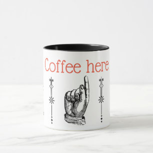 vintage finger pointing hand black and white mug