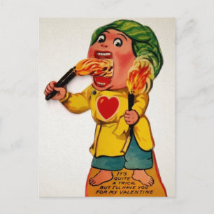 Vintage Fire Eater Valentine Postcard