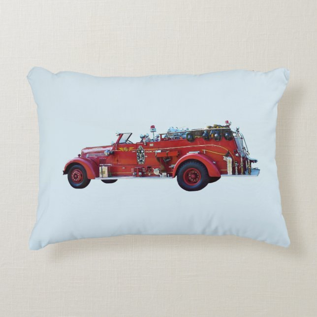Vintage Fire Engine Accent Pillow (Front)
