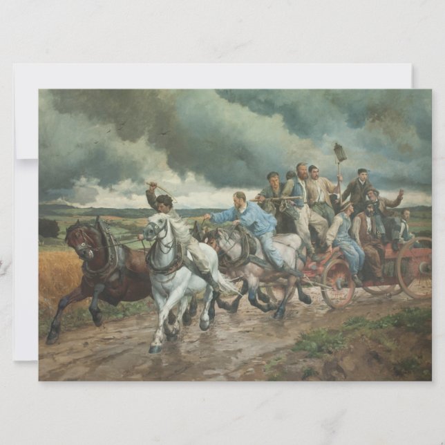 Vintage Fire Engine (by Eugène Burnand) Card (Front)