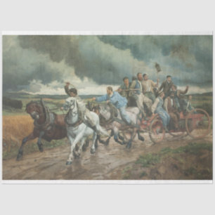 Vintage Fire Engine (by Eugène Burnand) Tissue Paper