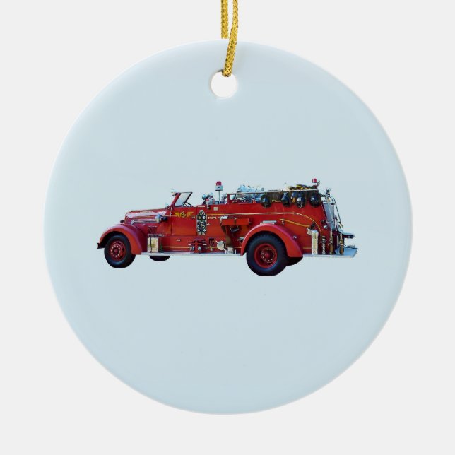 Vintage Fire Engine Ceramic Ornament (Front)