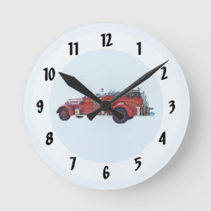 Vintage Fire Engine Round Clock