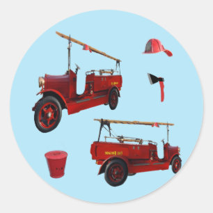 Vintage Fire Fighting Equipment, Classic Round Sticker