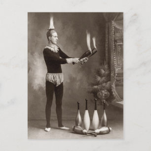 Vintage Fire Juggler Postcard