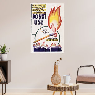 Vintage Fire Safety Poster – Retro Alert