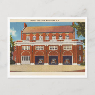 Vintage fire station Central Fire House Middleton  Postcard