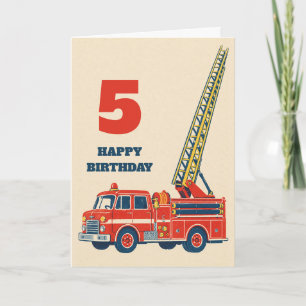 Vintage Fire Truck Boy Birthday Card Any Age