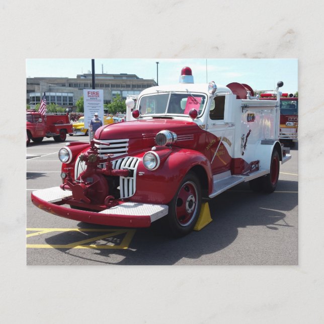 Vintage Fire Truck Postcard (Front)