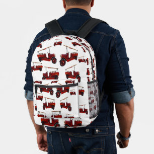 Vintage Fire Trucks Pattern, Printed Backpack