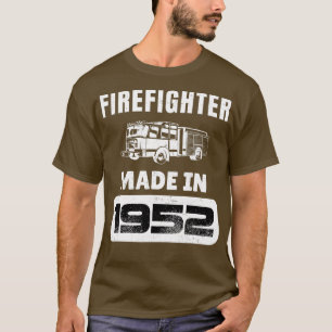 Vintage Firefighter Born In 1952 71 Years Old Fath T-Shirt