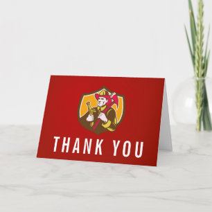 Vintage Firefighter Illustration Custom Thank You Card