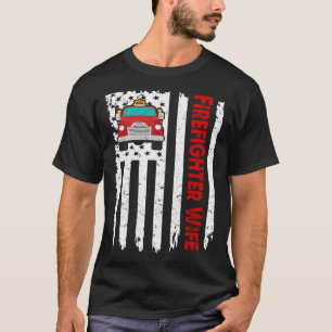 Vintage Firefighter Wife Costume America Flag T-Shirt