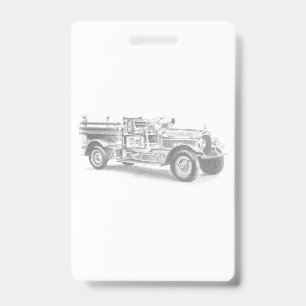 vintage firetruck pencil sketch fireman drawing badge