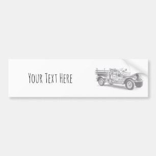 vintage firetruck pencil sketch fireman drawing  bumper sticker