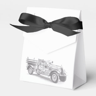 vintage firetruck pencil sketch fireman drawing favor box