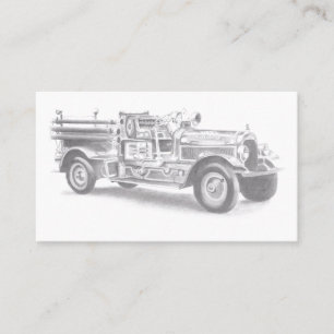 vintage firetruck pencil sketch fireman drawing loyalty card