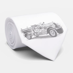 vintage firetruck pencil sketch fireman drawing tie