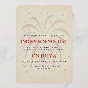 Vintage Fireworks 4 juillet Fête Invitation