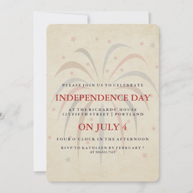 Vintage Fireworks 4th of July Party Invitation (Front)