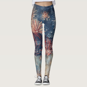 Vintage Fireworks Americana Liberty Night Sky Leggings