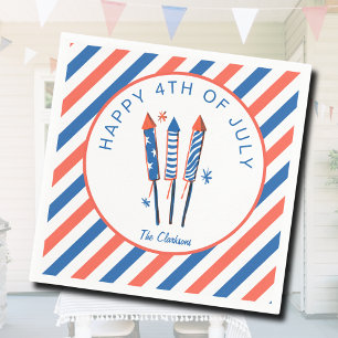 Vintage Fireworks and Stripes 4th of July Napkin