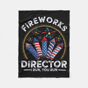 Vintage Fireworks Director I Run You Run 4th Of Ju Fleece Blanket