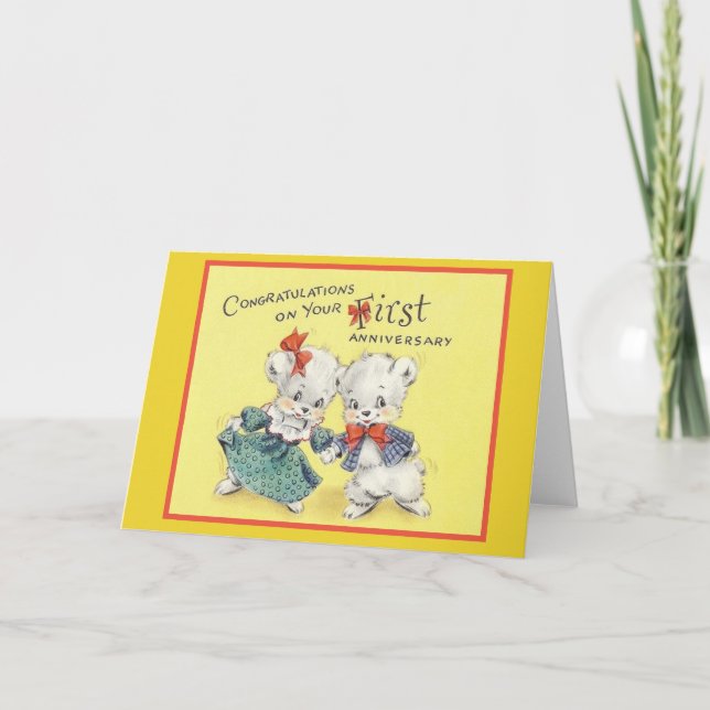 Vintage First Anniversary Greeting Card (Front)