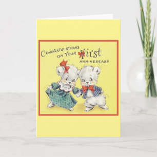 Vintage First Anniversary Greeting Card
